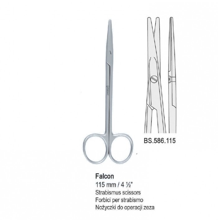 Nożyczki Falcon do operacji zeza proste 115mm