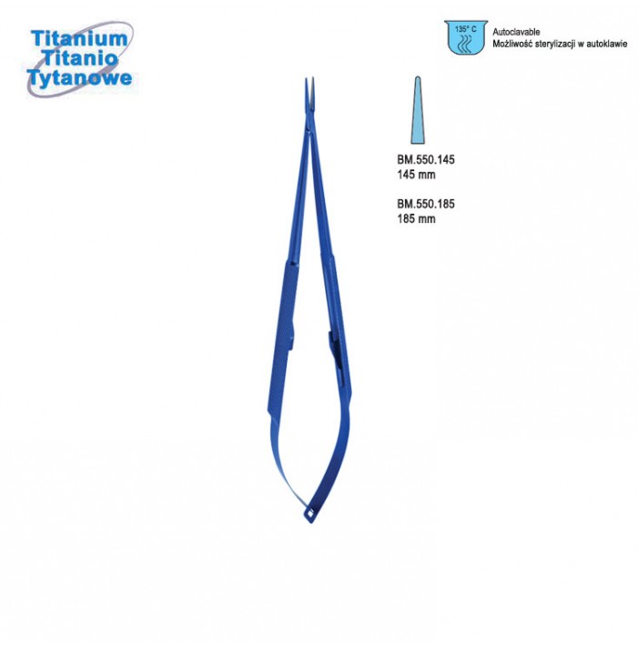 Titanium micro Needle holder round handle straight 145mm