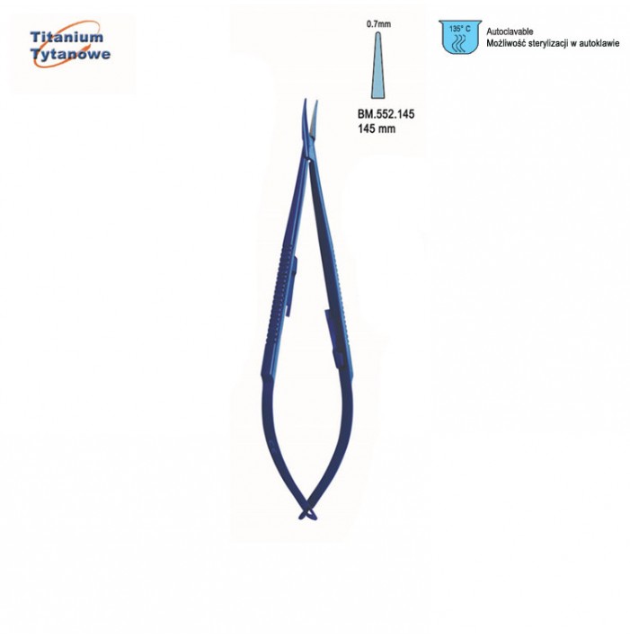 Titanium micro Needle holder straight 0.7mm, 145mm