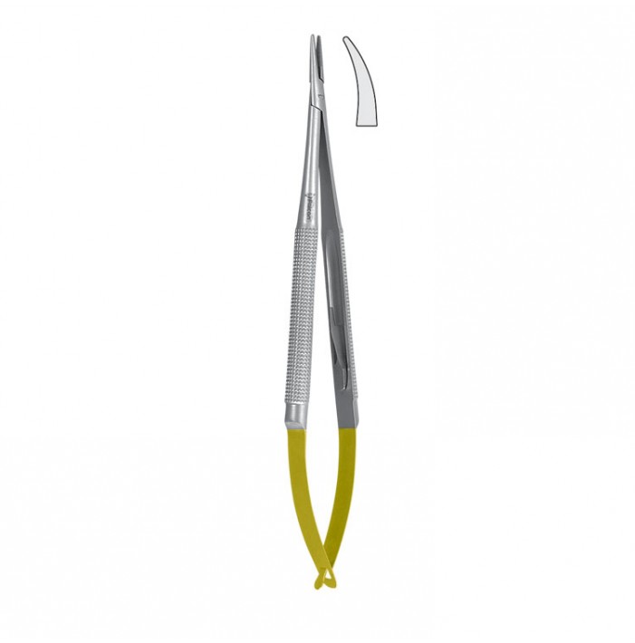 Falcon-Grip Micro needle holder curved 150mm TC smooth
