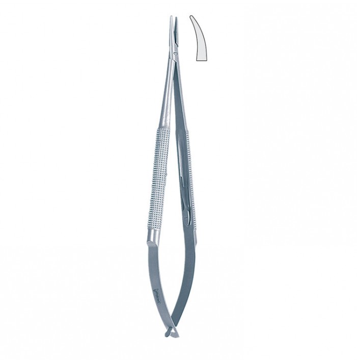Micro needle holder round handles cur. 150mm