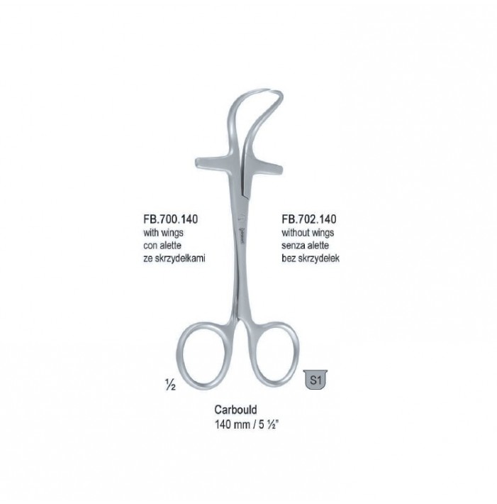 Forceps tongue Carbould with wings140mm