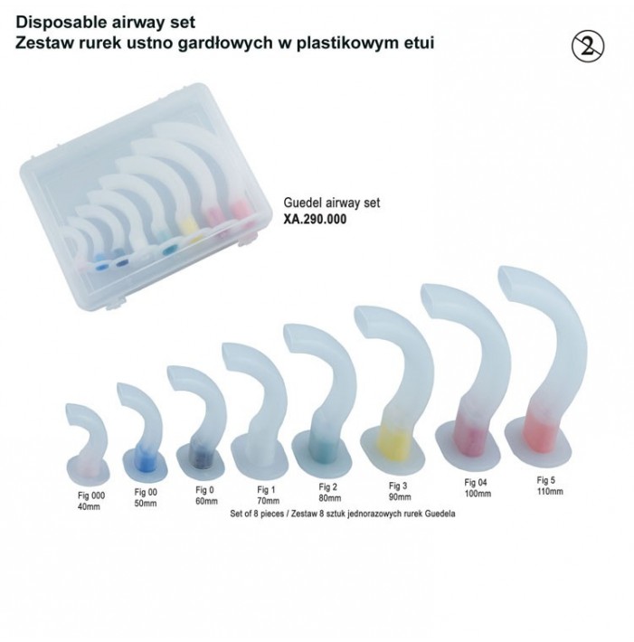 Disposable Guedel airway set non sterile (Pack of 8 pieces)
