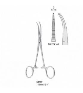 Forceps artery Dandy 1x2th side curved 145mm