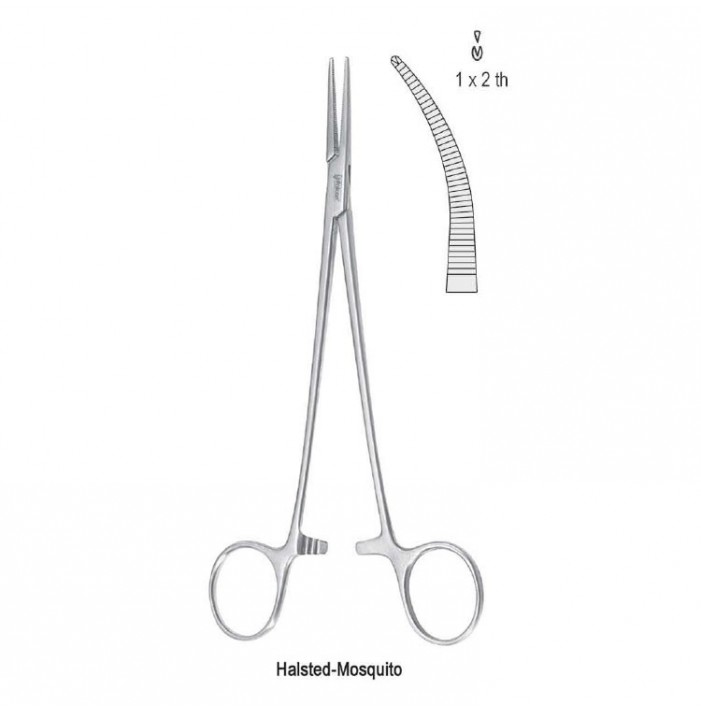 Forceps artery Halsted Mosquito 1x2th curved 210mm