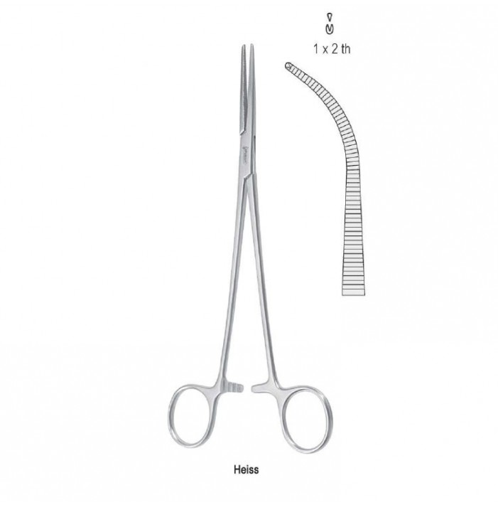 Forceps artery Heiss 1x2th more curved 205mm