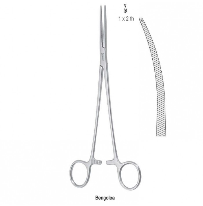 Forceps artery Bengolea 1x2th curved 215mm