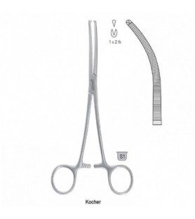 Forceps artery Kocher 1x2th curved 130mm