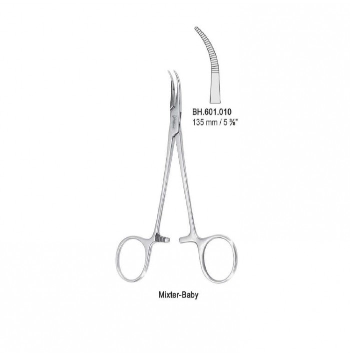 Forceps dissecting and ligature Mixter-Baby less-curved 135mm