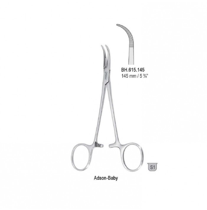 Forceps dissecting and ligature Adson-Baby curved 145mm