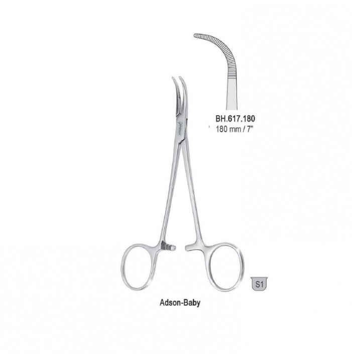Forceps dissecting and ligature Adson-Baby curved 180mm