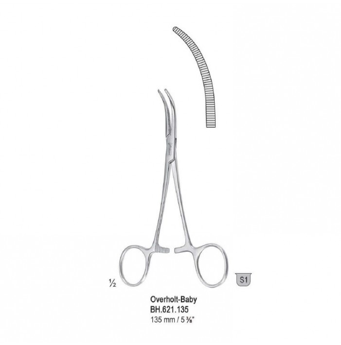 Forceps dissecting and ligature Overholt-Baby curved 135mm