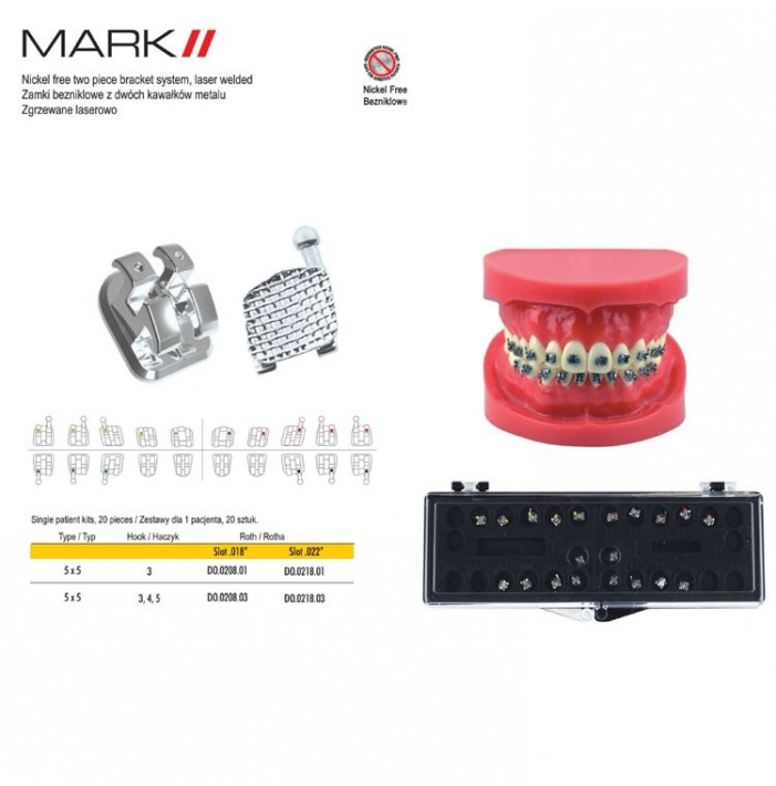 MARK-II brackets kit Roth .022" slot, hooks on 3 (20 pieces)