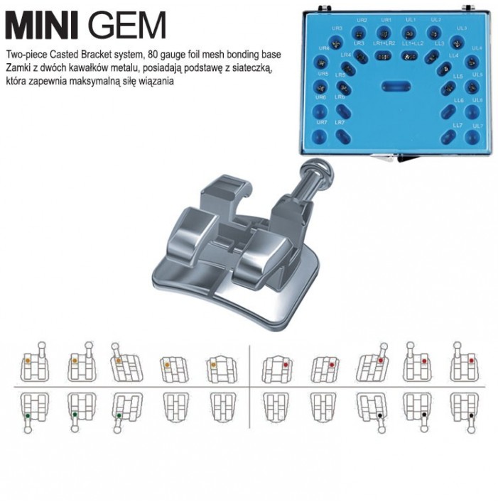 Mini Gem brackets kit Roth .022" slot (20 pieces)