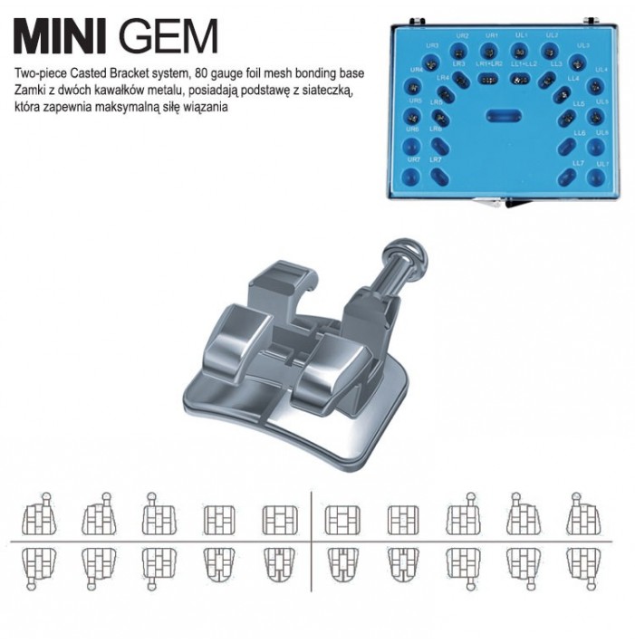 Mini Gem brackets kit Edgewise .022" slot (20 pieces)