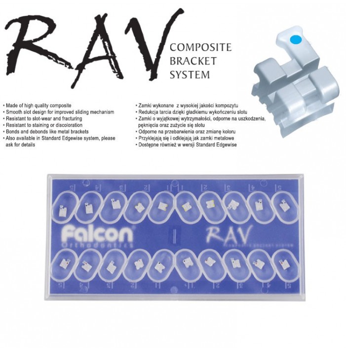 RAV composite brackets kit Roth .018" slot, hooks on 3, 4 & 5 (20 pieces)