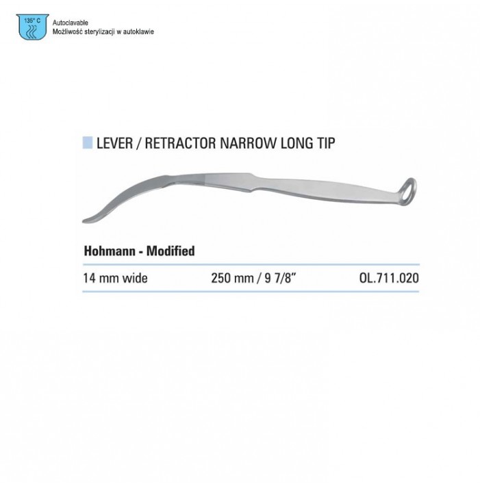 Lever / Retractor Hohmann-Modified narrow long tip 14x250mm