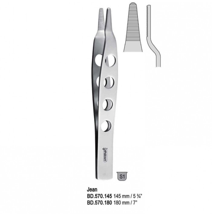 Forceps dissecting Jean serrated 145mm