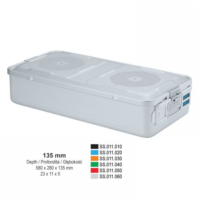1/1 Falcon container complete with perforated lid + non-perforated bottom, 580x280x135mm, blue
