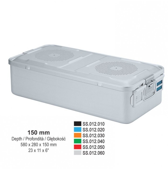 1/1 Falcon container complete with perforated lid + non-perforated bottom, 580x280x150mm, blue