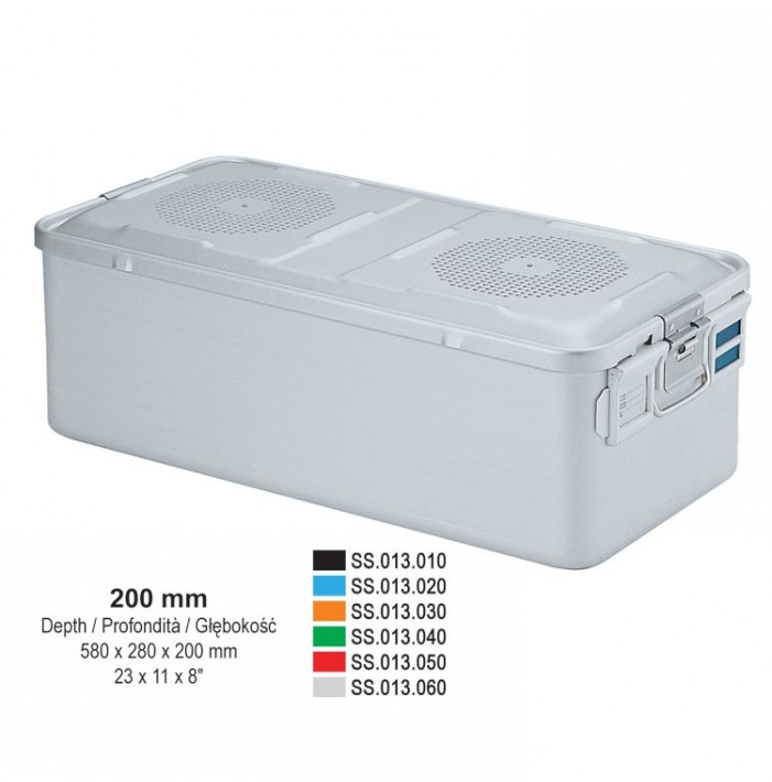 1/1 Falcon container complete with perforated lid + non-perforated bottom, 580x280x200mm, silver
