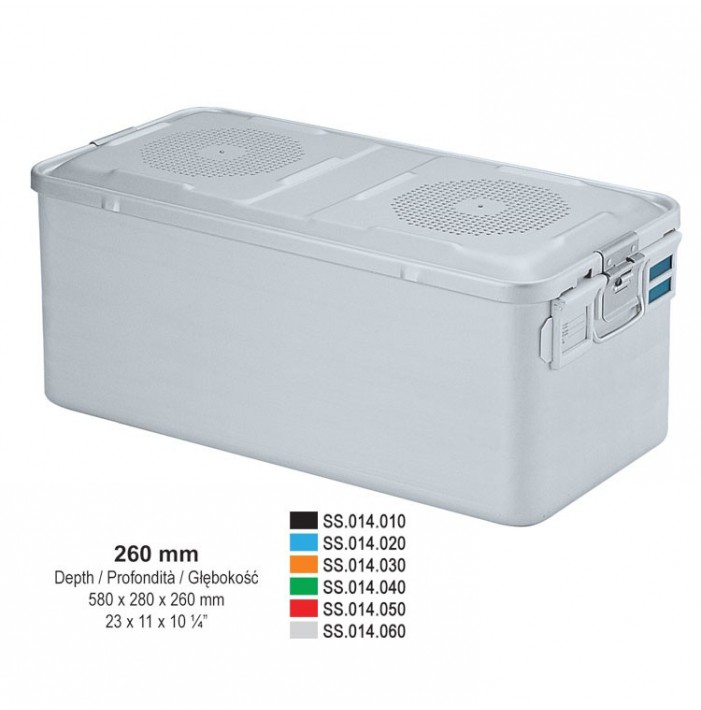 1/1 Falcon container complete with perforated lid + non-perforated bottom, 580x280x260mm, silver