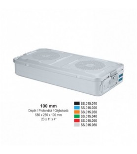 1/1 Falcon container complete with perforated lid + perforated bottom, 580x280x100mm, silver