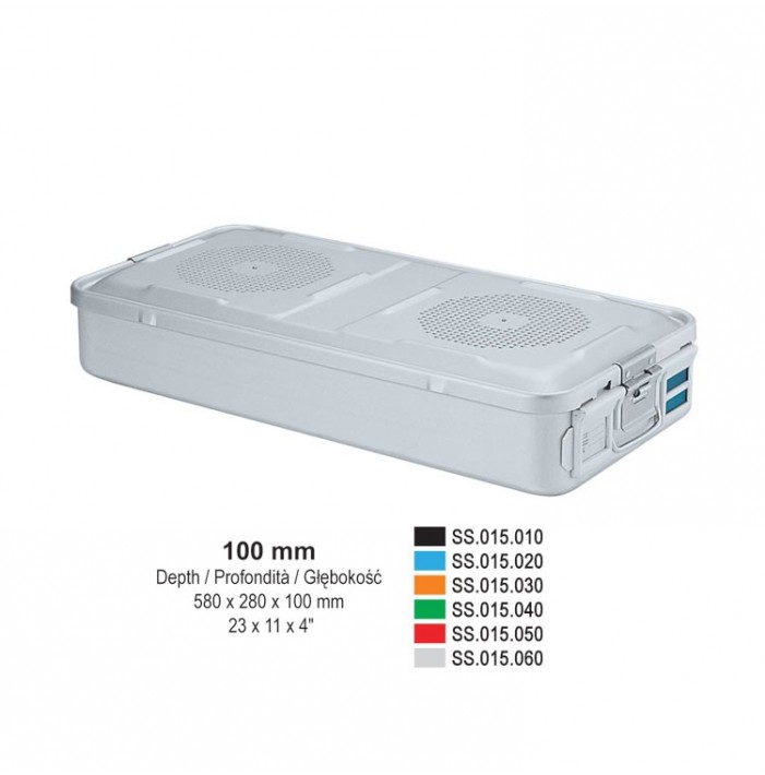 1/1 Falcon container complete with perforated lid + perforated bottom, 580x280x100mm, silver