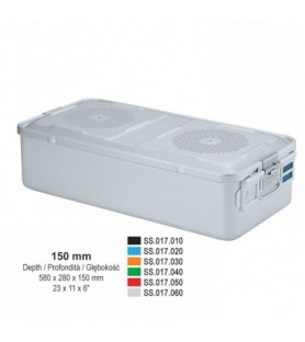 1/1 Falcon container complete with perforated lid + perforated bottom, 580x280x150mm, silver