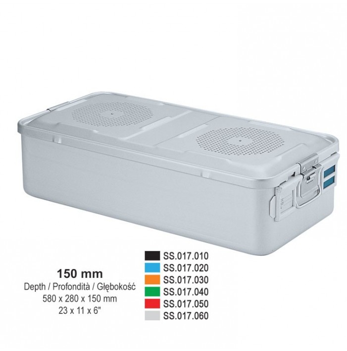 1/1 Falcon container complete with perforated lid + perforated bottom, 580x280x150mm, silver