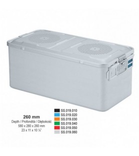 1/1 Falcon container complete with perforated lid + perforated bottom, 580x280x260mm, blue