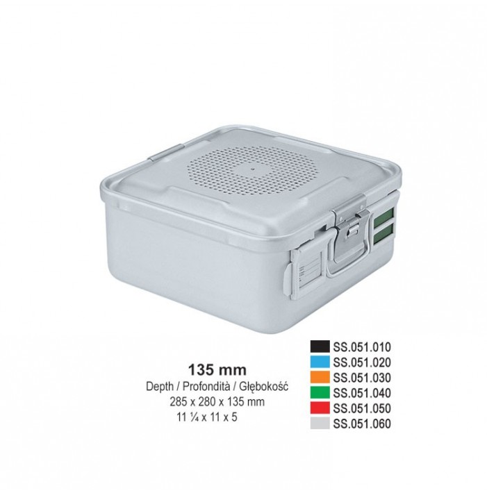 1/2 Falcon container complete with perforated lid + non-perforated bottom, 285x280x135mm, black
