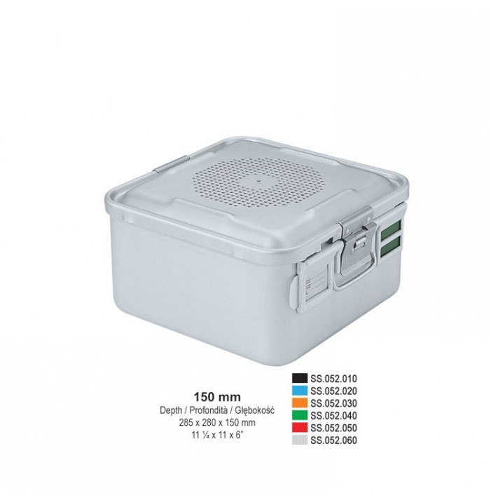 1/2 Falcon container complete with perforated lid + non-perforated bottom, 285x280x150mm, green