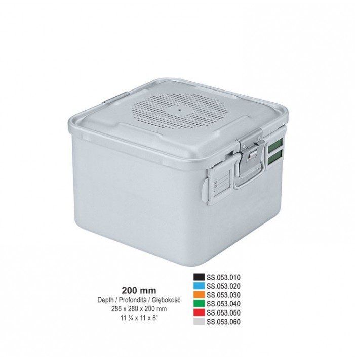 1/2 Falcon container complete with perforated lid + non-perforated bottom, 285x280x200mm, black