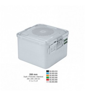 1/2 Falcon container complete with perforated lid + non-perforated bottom, 285x280x200mm, blue