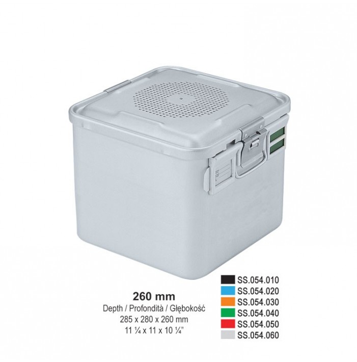 1/2 Falcon container complete with perforated lid + non-perforated bottom, 285x280x260mm, golden