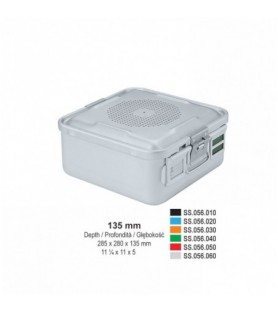1/2 Falcon container complete with perforated lid + perforated bottom, 285x280x135mm, golden