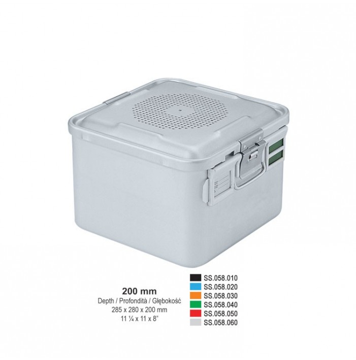 1/2 Falcon container complete with perforated lid + perforated bottom, 285x280x200mm, blue
