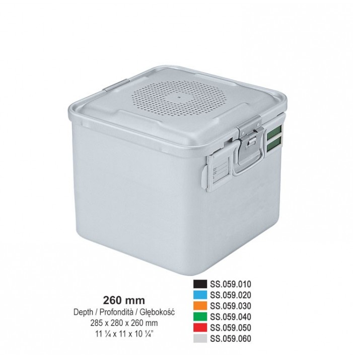 1/2 Falcon container complete with perforated lid + perforated bottom, 285x280x260mm, green
