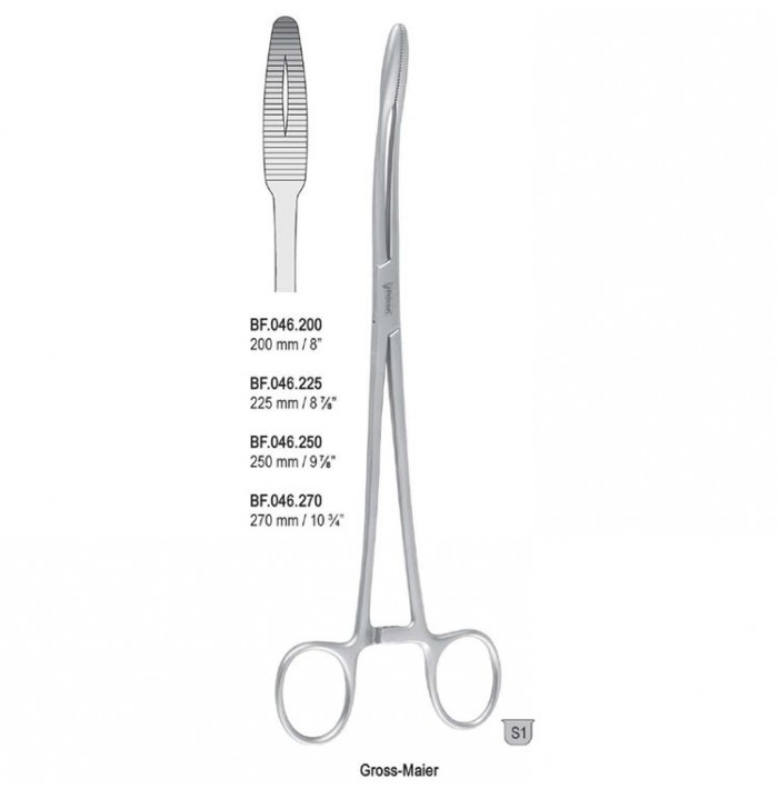 Forceps dressing Gross-Maier with ratchet straight 200mm