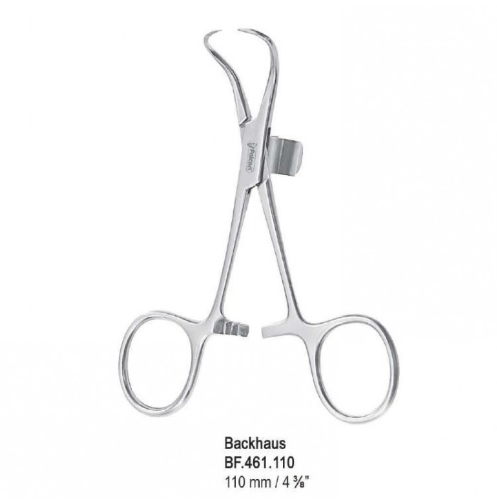 Forceps towel Backhaus with clip 110mm