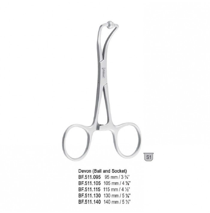Forceps towel Devon (ball and socket) non-tearing 105mm