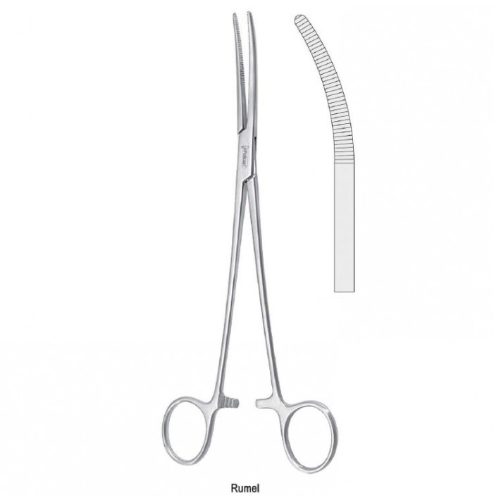 Forceps dissecting and ligature Rumel fig. 1 curved 240mm