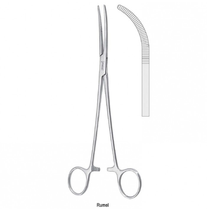 Forceps dissecting and ligature Rumel fig. 3 curved 235mm