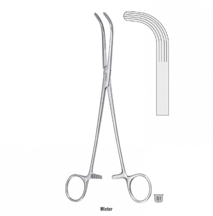 Forceps dissecting and ligature Mixter long-serrated 90d 225mm