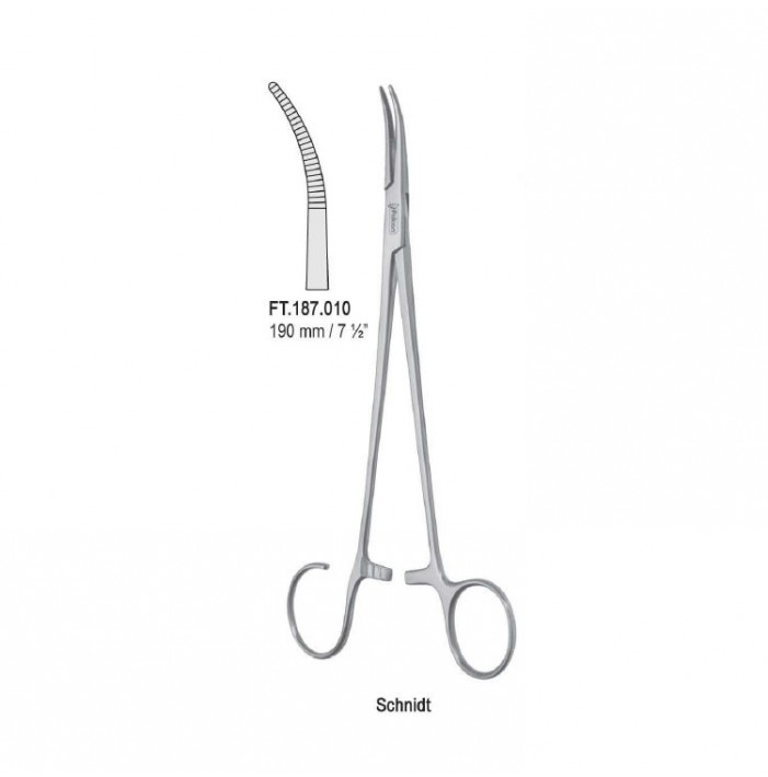 Forceps artery Schnidt open ring  fig. 1 curved 190mm