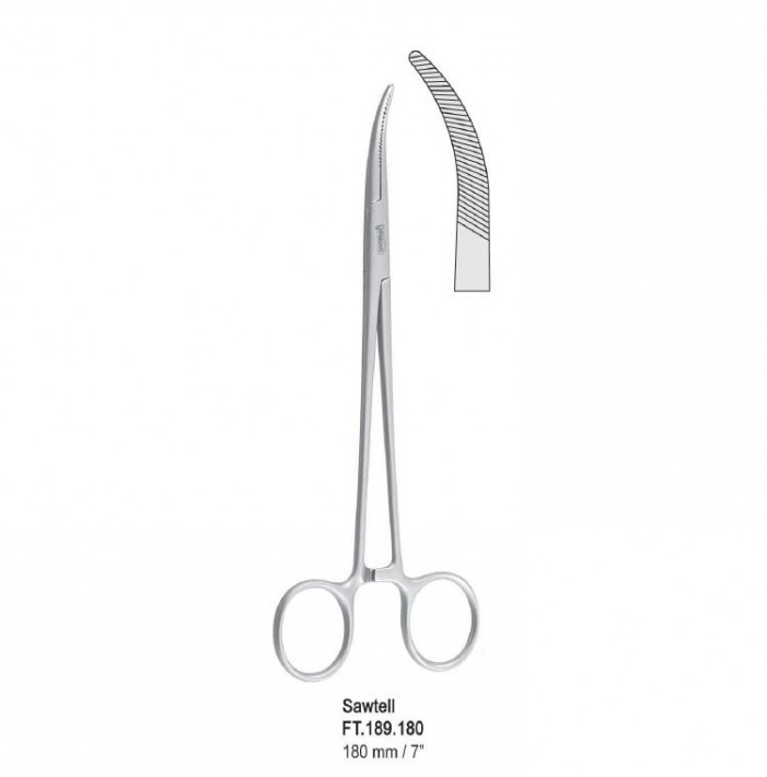 Forceps artery Sawtell curved 180mm