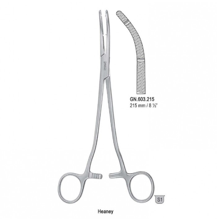 Forceps hysterectomy Heaney 2th curved 215mm