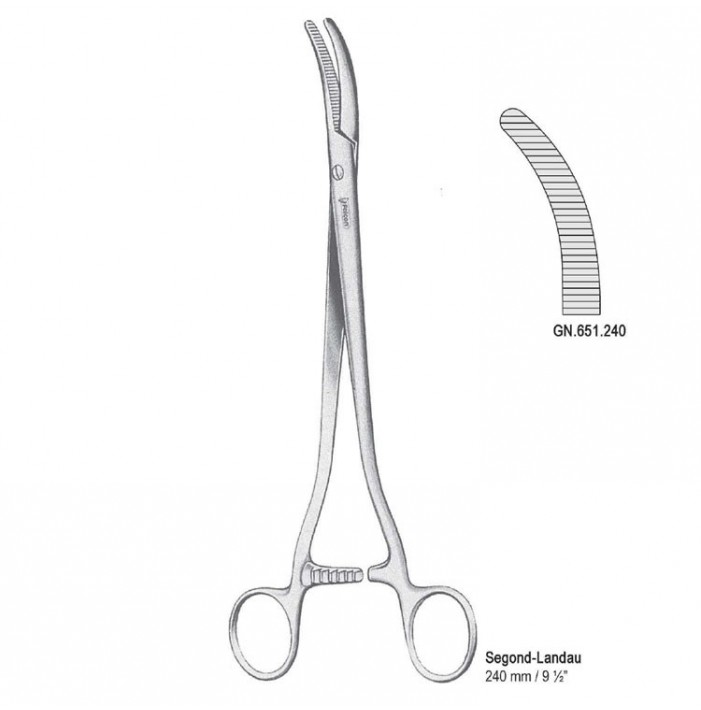 Forceps hysterectomy Segond-Landau curved 240mm