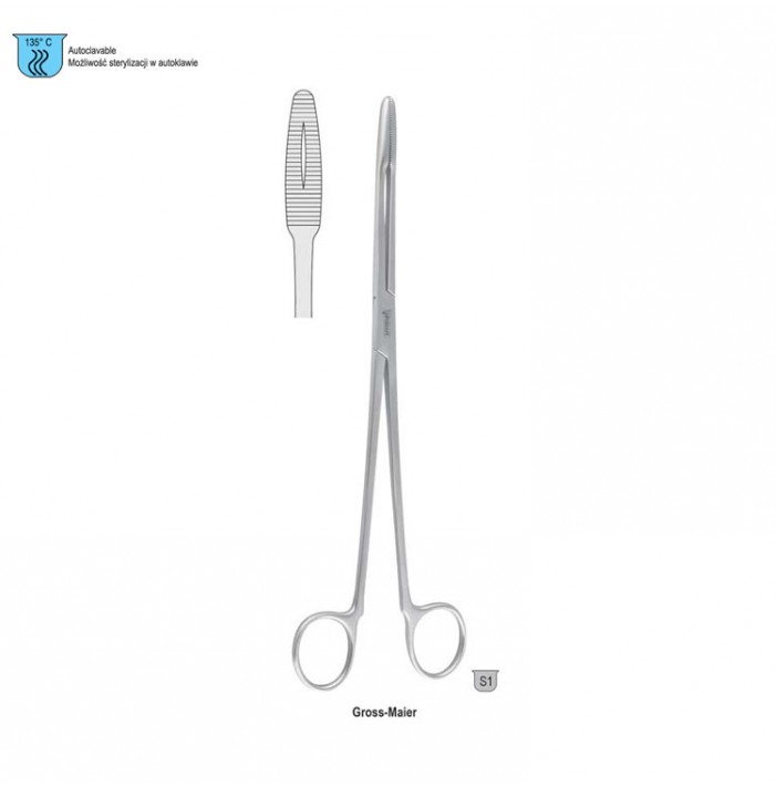 Forceps dressing Gross-Maier without ratchet straight 250mm